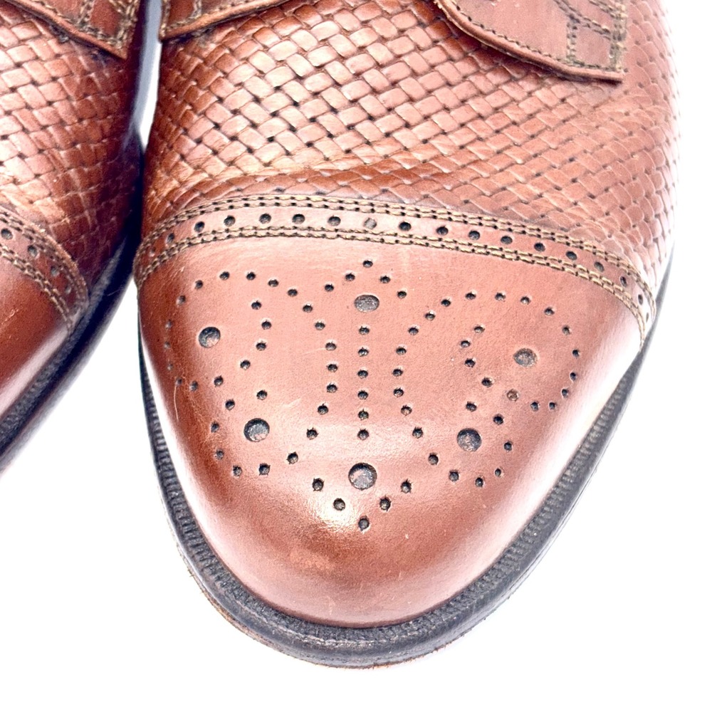 Bostonian Florentine Mens Brown Woven Leather Cap Toe Oxford Shoes Italy 10 M - Picture 4 of 9